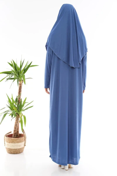 Oson kiyiniladigan bir qismli namoz liboslari Indigo ko'k - 4