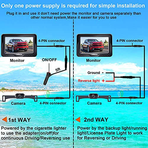 Oson O'rnatish Plug-and-Play Orqa Ko'rinish Kamerasi: HD 1080P Kechikishsiz Su o'tkazmaydigan - Toza Kecha Ko'rish Orqa Ko'rinish Kamerasi Avtomobil Yuk mashinasi SUV uchun Monitor bilan - LK3 - 4