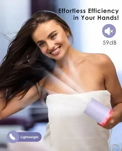 OSOU Diffuser Hair Dryer, High Speed Fast Drying Hair Dryers, Negative Ionic Professional Blow Dryer with 110000 RPM Brushless Motor, Lightweight Low Noise Thermo-Control Hairdryer, Travel with Nozzle - 5