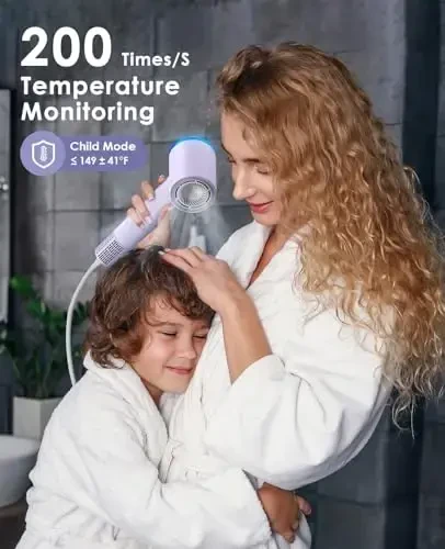 OSOU Diffuser Hair Dryer, High Speed Fast Drying Hair Dryers, Negative Ionic Professional Blow Dryer with 110000 RPM Brushless Motor, Lightweight Low Noise Thermo-Control Hairdryer, Travel with Nozzle - 6