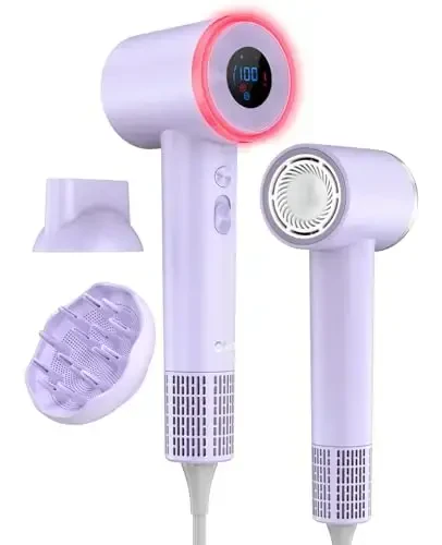 OSOU Diffuser Hair Dryer, High Speed Fast Drying Hair Dryers, Negative Ionic Professional Blow Dryer with 110000 RPM Brushless Motor, Lightweight Low Noise Thermo-Control Hairdryer, Travel with Nozzle 