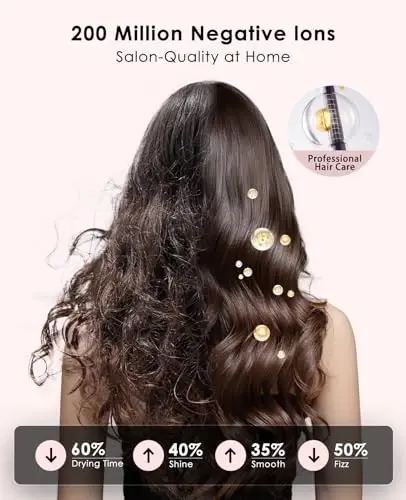 OSOU Hair Dryer, High Speed Fast Drying Hair Dryers, Negative Ionic Portable Blow Dryer with 110000 RPM Brushless Motor, Lightweight Low Noise Thermo-Control Hairdryer with Nozzle for Home, Travel - 4