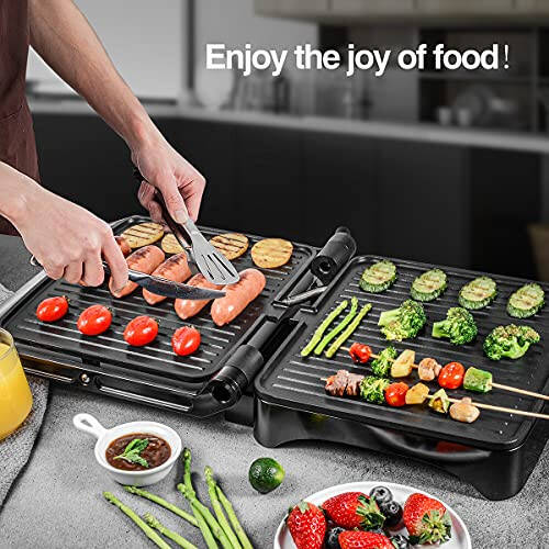 OSTBA Panini Press Grill, Temperature Setting, 4 Slice Large Non-stick Versatile Grill, Opens 180 Degrees to Fit Any Type or Size of Food, Removable Drip Tray, 1200 W - 5