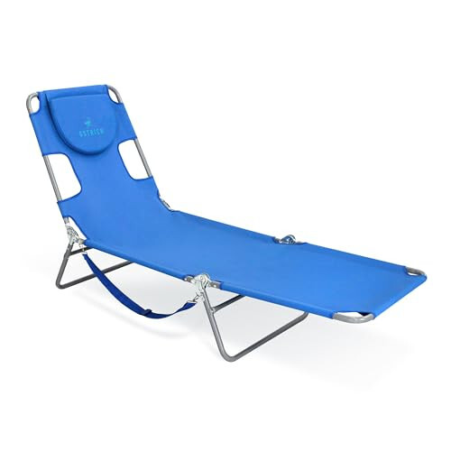 Ostrich Chaise Lounge Beach Chair for Adults with Face Hole - Versatile, Folding Lounger for Outside Pool, Sunbathing and Reading on Stomach - Deluxe, Foldable Laying Out Chair for Tanning (Blue) - 1