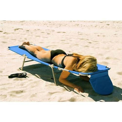 Ostrich Chaise Lounge Beach Chair for Adults with Face Hole - Versatile, Folding Lounger for Outside Pool, Sunbathing and Reading on Stomach - Deluxe, Foldable Laying Out Chair for Tanning (Blue) - 2