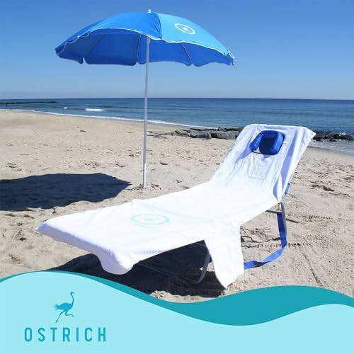 Ostrich Chaise Lounge Beach Chair for Adults with Face Hole - Versatile, Folding Lounger for Outside Pool, Sunbathing and Reading on Stomach - Deluxe, Foldable Laying Out Chair for Tanning (Blue) - 4