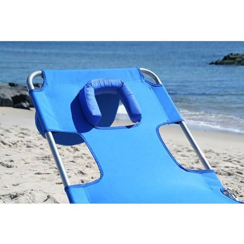 Ostrich Chaise Lounge Beach Chair for Adults with Face Hole - Versatile, Folding Lounger for Outside Pool, Sunbathing and Reading on Stomach - Deluxe, Foldable Laying Out Chair for Tanning (Blue) - 5