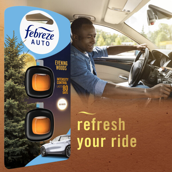 Освежитель воздуха Febreze AUTO для автомобиля, зажим на дефлектор с функцией нейтрализации запахов, Evening Woods, 2 шт. - 6