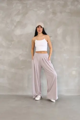 Osy Modal Мягкий Тканый Трикотаж Брюки-трубы Свободные спортивные штаны - Бежевый - 1