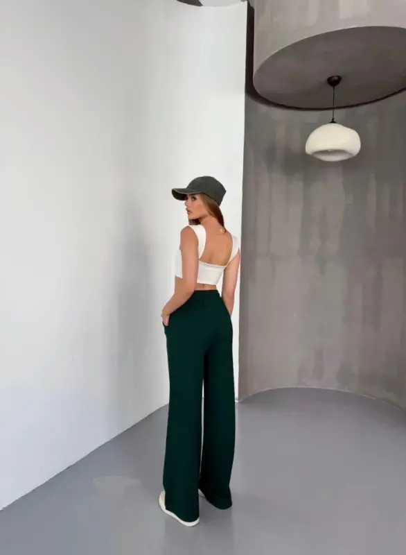 Osy Modal Yumuşak Dokulu Kumaş Nakış Işlemeli Rahat Bol Paça Eşofman Pantalon - Siyah - 2