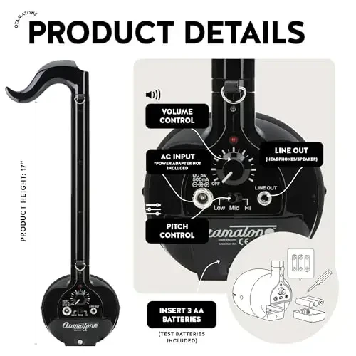 Otamatone Deluxe Electronic Musical Instrument for Adults Portable Synthesizer Digital Electric Music from Japan by Cube/Maywa Denki Cool Stuff Gifts, Black [English Manual] - 5