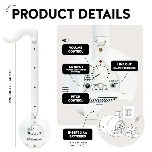 Otamatone Deluxe [English Manual] Electronic Musical Instrument Synthesizer from Japan by Cube/Maywa Denki, White - 5
