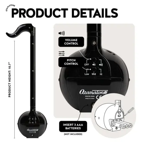 Otamatone Japanese Electronic Musical Instrument Portable Music Synthesizer from Japan by Maywa Denki Studio Award Winning, Educational Fun Gift for Children, Teens & Adults - Black - 4