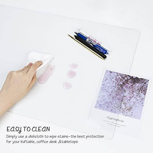 Oterri Clear Writing Desk Pad, 24’’x17” Heat Resistant Waterproof PVC Round Edge Durable Desk Protect Mat, Anti-Static Writing Mat Table Protector - 5