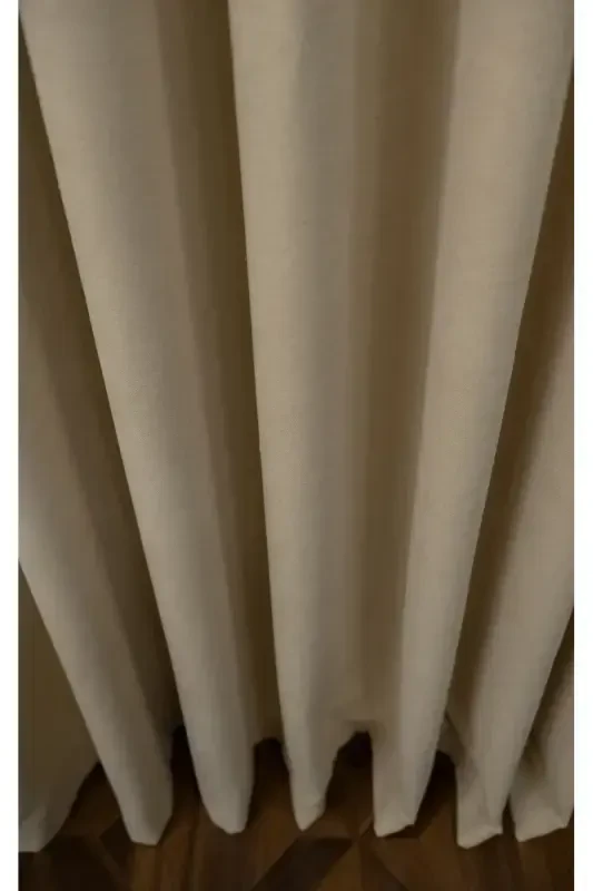 Открытый бежевый однотонный фон занавес, простая строчка без складок, экстрафорная сборка, одностворчатый-открытый бежевый - 3