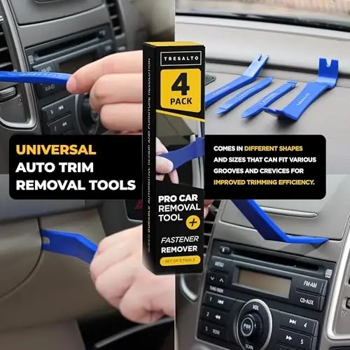Auto Trim Removal Tool Set - 4pcs No-Scratch Plastic Pry Tool Kit for Car Interior - Fastener, Clip, Door Panel, Molding, and Dashboard Removal Tools - Easy-to-Use Auto Trim Tools for Vehicles - 5