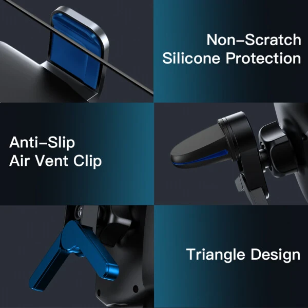 Auto Drive Silver Vent Mount Wireless Charger, Auto-Clamping, Compatible with Qi-Enabled Phones- - 3