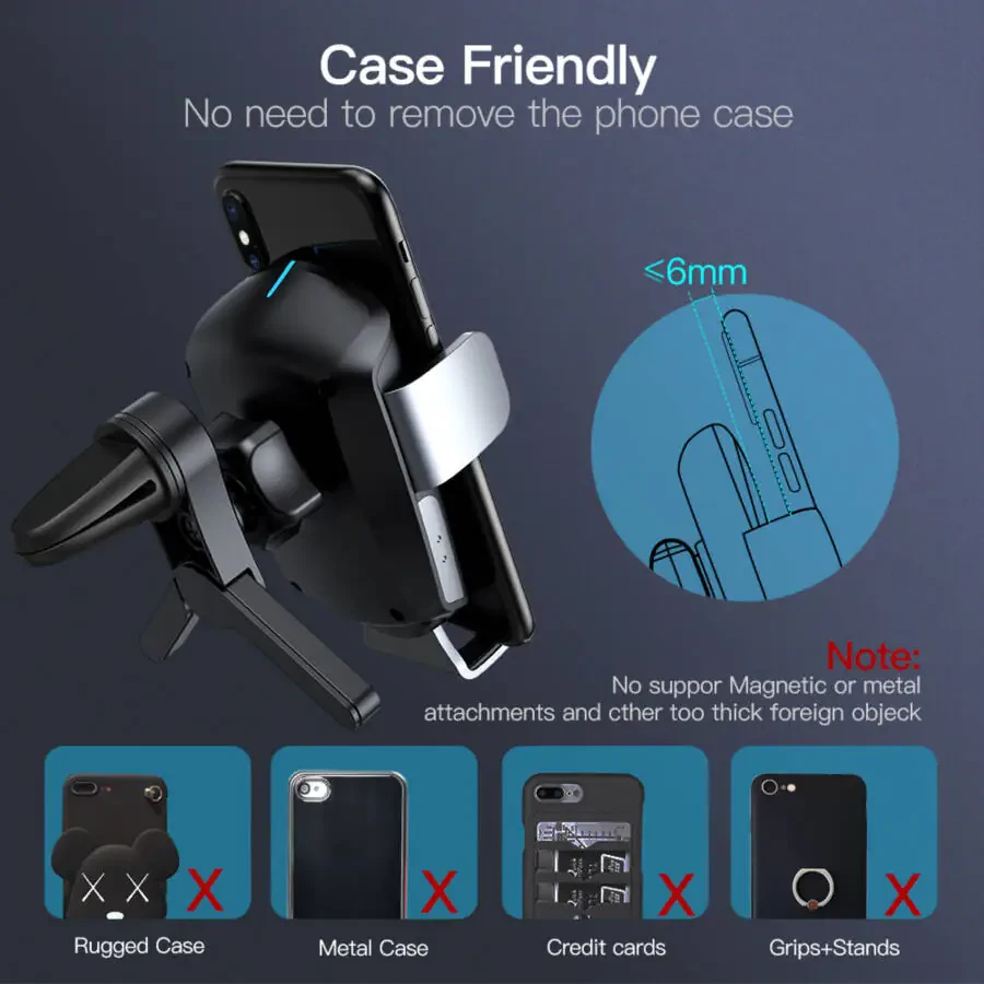 Auto Drive Silver Vent Mount Wireless Charger, Auto-Clamping, Compatible with Qi-Enabled Phones- - 5