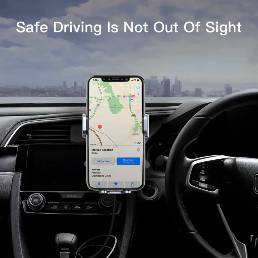 Auto Drive Silver Vent Mount Wireless Charger, Auto-Clamping, Compatible with Qi-Enabled Phones- - 7