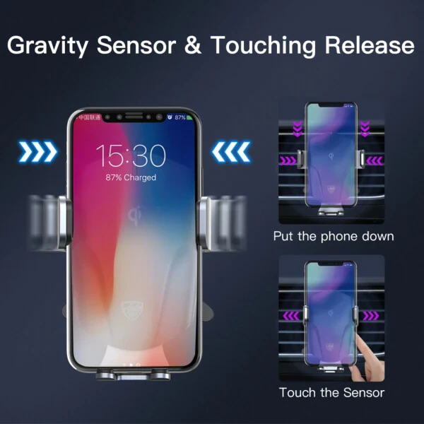 Auto Drive Silver Vent Mount Wireless Charger, Auto-Clamping, Compatible with Qi-Enabled Phones- - 9