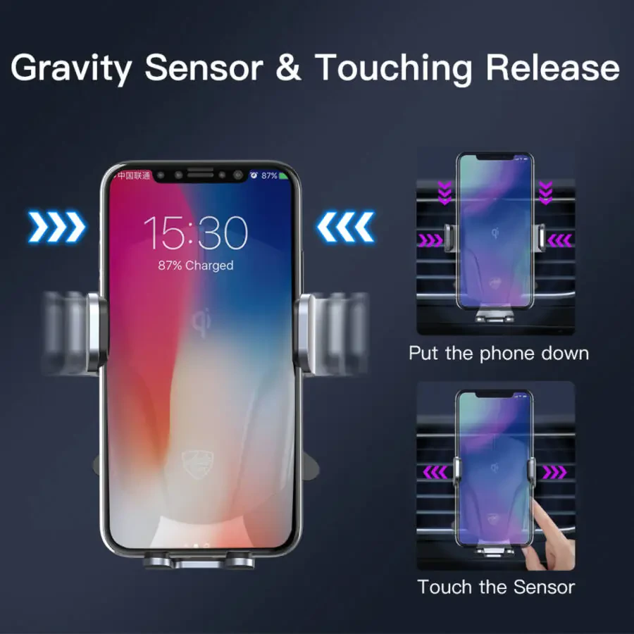 Auto Drive Silver Vent Mount Wireless Charger, Auto-Clamping, Compatible with Qi-Enabled Phones- - 9