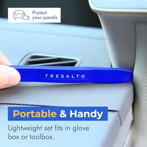Tresalto Auto Trim Removal Tool Kit - 5 Piece Set for Dash, Door Panel, Clip Remover - Scratch-Resist Nylon Pry Tools for Interior Car Trims Work - Panel Prying Tools Included - Blue - TRESALTO (1)