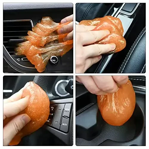Moly Magnolia Cleaning Gel for Car, Auto Detailing Slime Mud, Putty Cleaner Dust Removal, Soft Glue Cleaning Tools Kit, Car Interior Accessories Universal for Air Vents, Keyboard, PC, Laptops (Orange) - 5