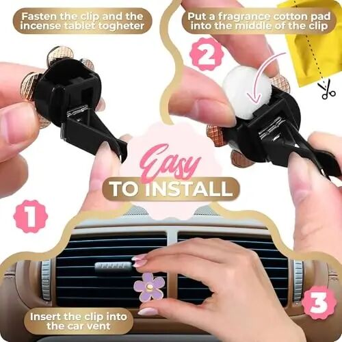 Automotive Colorful Car Decoration - Air Vent & AC Outlet Clips - Air Freshener & Interior Car Decor for Girls & Women (Purple, Lavender, Eucalyptus, Jasmin) - 9