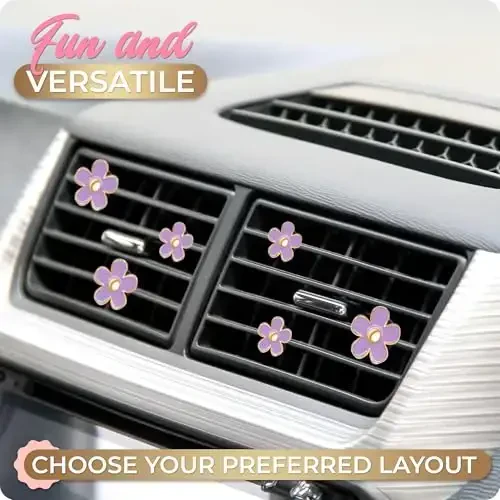 Automotive Colorful Car Decoration - Air Vent & AC Outlet Clips - Air Freshener & Interior Car Decor for Girls & Women (Purple, Lavender, Eucalyptus, Jasmin) - 7