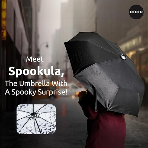 OTOTO NEW! Spookula Vampire Umbrella, Halloween Gifts, Unique Umbrella, Spooky Gifts, Goth Accessories, Dracula Cool Gifts, Gothic Umbrella, Black and White Umbrella, Umbrella Cute, Rain Umbrella - 2