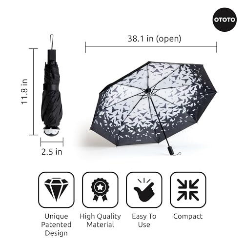 OTOTO NEW! Spookula Vampire Umbrella, Halloween Gifts, Unique Umbrella, Spooky Gifts, Goth Accessories, Dracula Cool Gifts, Gothic Umbrella, Black and White Umbrella, Umbrella Cute, Rain Umbrella - 3