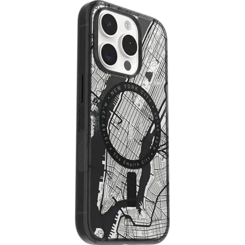 OtterBox Clear Case with Colorful Grip Edge Case for iPhone 15 Pro - New York (Black) | MagSafe Compatible, Scratch-Resistant, Slim Profile, Pocket-Friendly Design, Precision Fit, Drop Protection - 4
