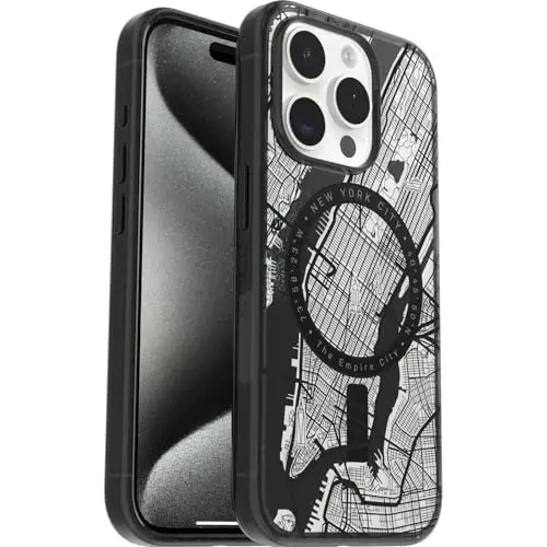 OtterBox Clear Case with Colorful Grip Edge Case for iPhone 15 Pro - New York (Black) | MagSafe Compatible, Scratch-Resistant, Slim Profile, Pocket-Friendly Design, Precision Fit, Drop Protection - 5
