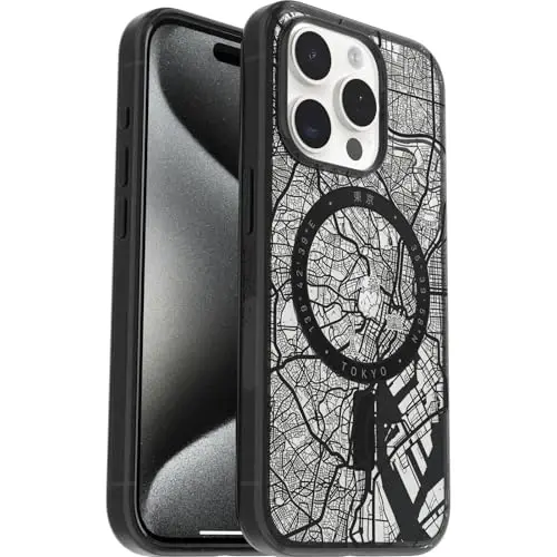 OtterBox Clear case with Colorful Grip Edge case for iPhone 15 Pro - Tokyo (Black) | MagSafe Compatible, 2X Military Standard Tested, Drop Protection, Scratch-Resistant, Ultra-Slim Design - 1