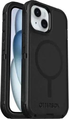 OtterBox iPhone 15, 14, & 13 (Only) - Defender Series MagSafe Case - Black - Built-in Magnets - Screenless - Rugged & Durable - with Port Protection - Holster Clip Included - Non-Retail Packaging - 1