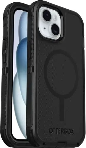 OtterBox iPhone 15, 14, & 13 (Only) - Defender Series MagSafe Case - Black - Built-in Magnets - Screenless - Rugged & Durable - with Port Protection - Holster Clip Included - Non-Retail Packaging 