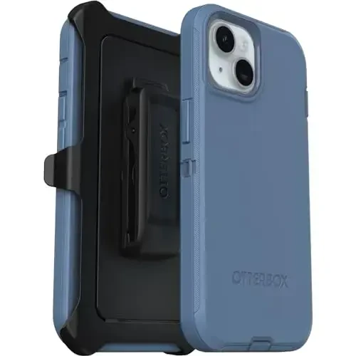 OtterBox IPhone 15 Defender Series Case - BABY BLUE JEANS (Blue), Ekransiz, Bardoshli va mustahkam, Portni himoya qilish bilan, G'ilof qisqichi bilan birga - 6