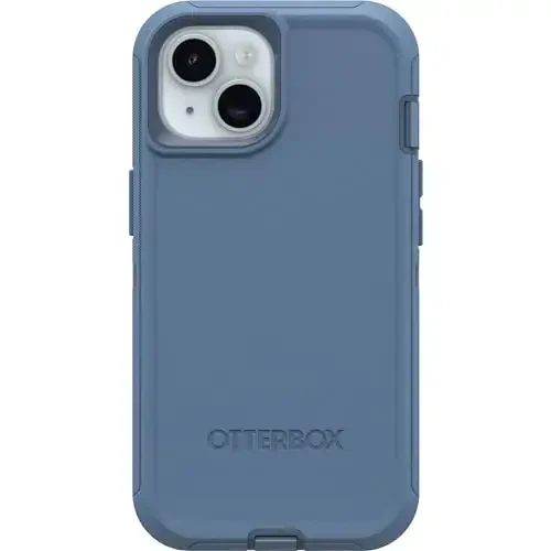 OtterBox IPhone 15 Defender Series Case - BABY BLUE JEANS (Blue), Screenless, Rugged & Durable, with Port Protection, Includes Holster Clip kickstand - 1