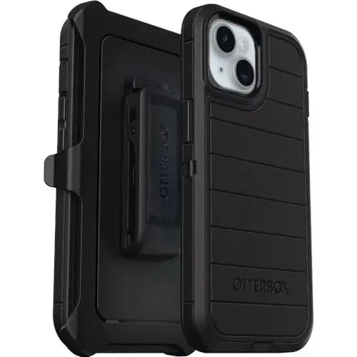 OtterBox iPhone 15, iPhone 14, and iPhone 13 Defender Series Case - Black, screenless, Rugged & Durable, with Port Protection, Includes Holster Clip Kickstand - 4