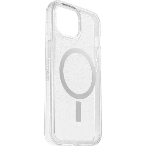 OtterBox iPhone 15, iPhone 14, and iPhone 13 Symmetry Series Clear Case - Stardust (Clear/Silver), Snaps to MagSafe, Ultra-Sleek, Raised Edges Protect Camera & Screen - 4