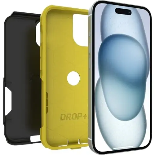 OtterBox iPhone 15, iPhone 14, & iPhone 13 (Faqat) - Commuter Series G'ilofi - Tun (Qora & Sariq) - Yupqa & Mustahkam - Cho'ntakka mos - Port himoyasi bilan - Chakana qadoqlanmagan - 5