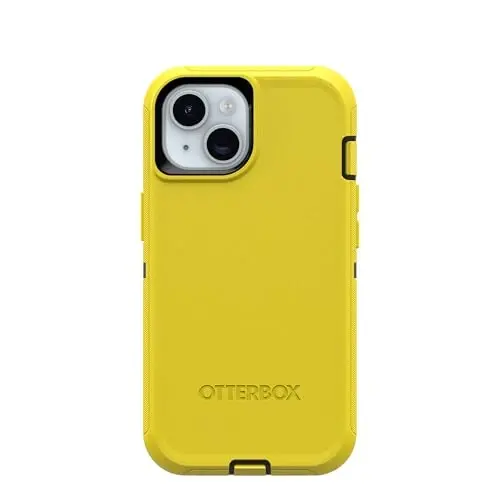 OtterBox iPhone 15, iPhone 14, & iPhone 13 (Faqat) Defender Series Ekransiz G'ilof - Tungi Teskari (Sariq & Qora) - Mustahkam & Chidamli, Port Himoyasi bilan, G'ilof Qisqichi Ichiga Oladi, Chakana O'ram Yo'q - 3