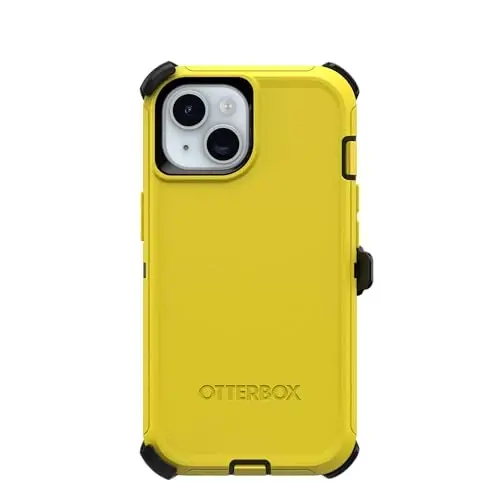 OtterBox iPhone 15, iPhone 14, & iPhone 13 (Faqat) Defender Series Ekransiz G'ilof - Tungi Teskari (Sariq & Qora) - Mustahkam & Chidamli, Port Himoyasi bilan, G'ilof Qisqichi Ichiga Oladi, Chakana O'ram Yo'q - 6