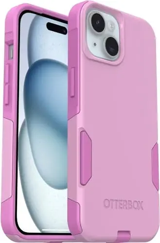 OtterBox iPhone 15, iPhone 14, & iPhone 13 (Only) - Commuter Series Case - Run Wildflower (Pink) - Slim & Tough - Pocket-Friendly - with Port Protection - Non-Retail Packaging - OTTERBOX