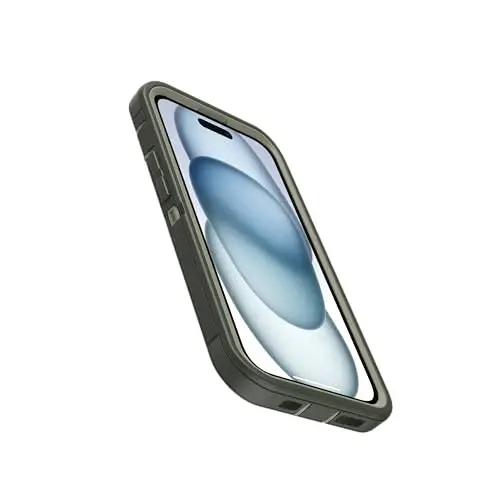 OtterBox iPhone 15, iPhone 14, & iPhone 13 (Only) Defender Series Case - Lichen The Trek (Green) - Rugged & Durable - with Port Protection - Holster Clip Includes - Microbial Defense Protection - 4