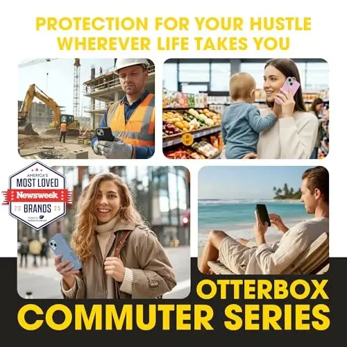 OtterBox iPhone 15, iPhone 14 va iPhone 13 Commuter Series Case - MagSafe Edition - Qora, Yupqa va Qattiq, Chalg'iga To'g'ri keladigan, Port Himoyasi bilan - 1