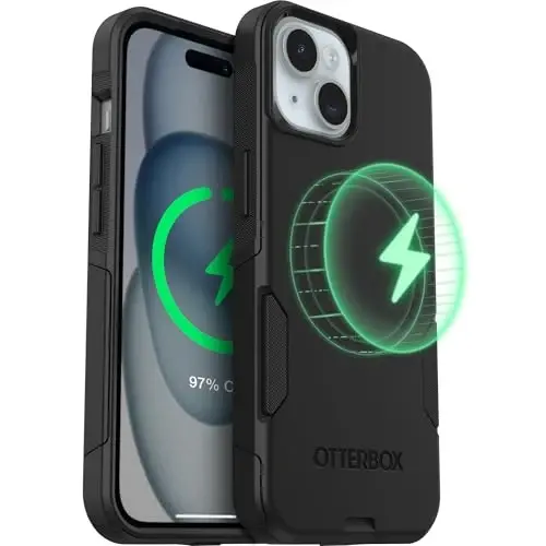OtterBox iPhone 15, iPhone 14 va iPhone 13 Commuter Series Case - MagSafe Edition - Qora, Yupqa va Qattiq, Chalg'iga To'g'ri keladigan, Port Himoyasi bilan - 5