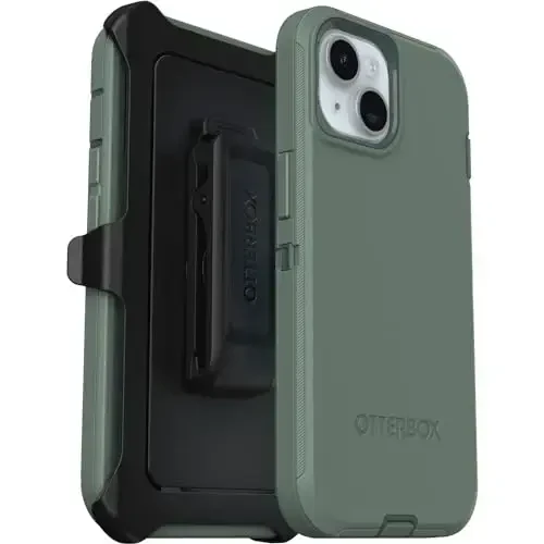 OtterBox iPhone 15, iPhone 14 va iPhone 13 Defender Series Case - FOREST RANGER (Yashil), Ekransiz, Qo'pol va Bardoshli, Portni himoya qilish bilan, Qistirgichli Klip Oyoqli bilan - 6