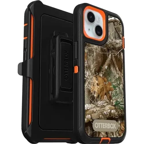 OtterBox iPhone 15, iPhone 14 va iPhone 13 Defender Series Case - Realtree Edge (Blaze Orange/Black/RT Edge), Rugged & Durable, Port Protection bilan, Holster Clip Kickstand bilan birga - 6