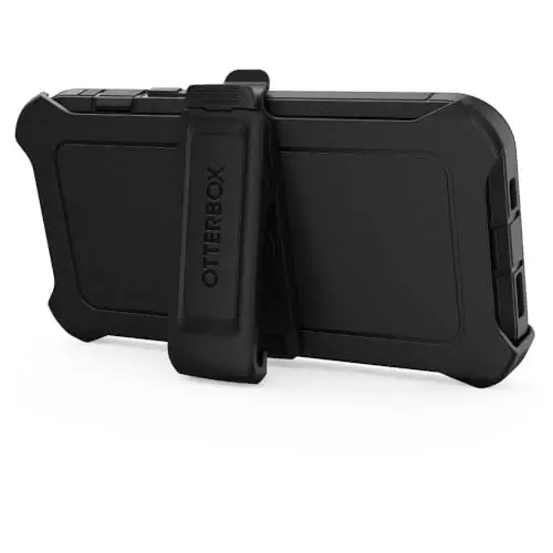 OtterBox iPhone 15, iPhone 14 va iPhone 13 Defender seriyali himoya g'ilofi - Qora, ekransiz, mustahkam va bardoshli, port himoyasi bilan, kamarga taqiladigan ushlagichli. - 3